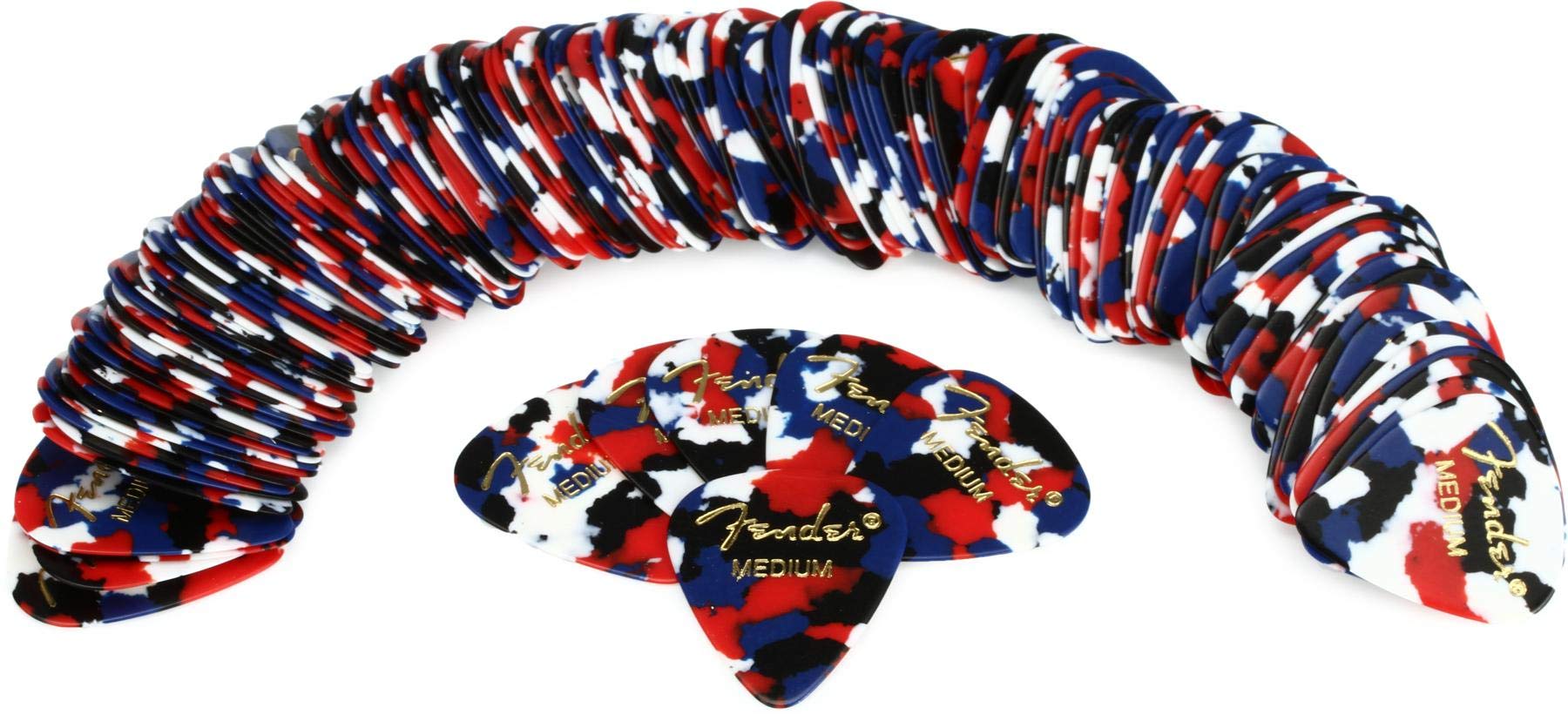 Fender Classic Celluloid Guitar Picks 351 Shape, Confetti, Medium, 144-Pack